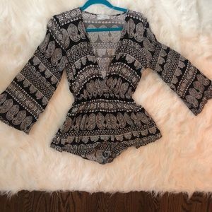 Black and White Printed Romper